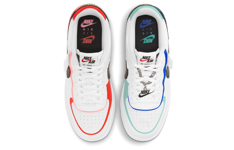 Женские кеды Nike Air Force 1 Shadow (бело-сине-красные) — 白/兰/红/黑 — фото 4