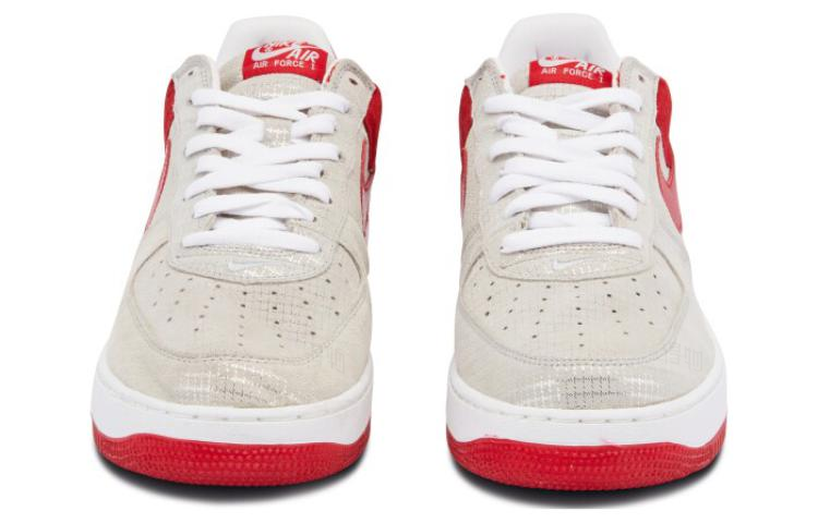 Мужские кроссовки Nike Air Force 1 Christmas (серо-красные) — 金属银/红/白 — фото 4