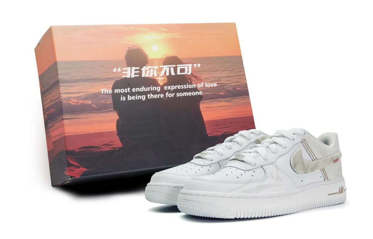 Nike Air Force 1 Slip Resistant Abrasion Resistant Low top Skateboard Shoes Men's White Gray