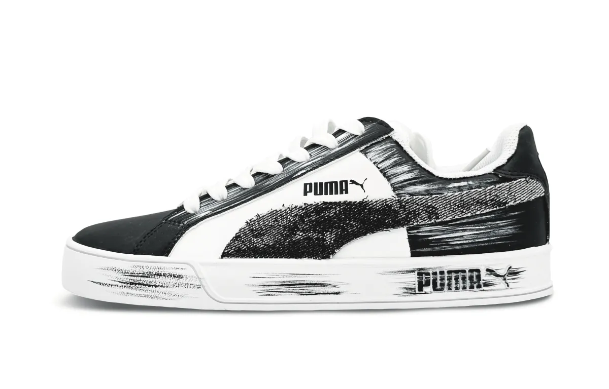 PUMA Smash Vulc Coverage Low top Skateboard Shoes Unisex Black White Gray