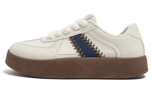 RENBEN Low top Skateboard Shoes Women's Beige Blue