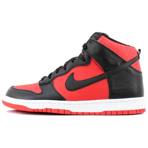 Nike Dunk High Tumbled Leather Black Varsity Red