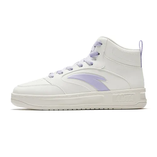 Anta Easy 2 Abrasion Resistant Lightweight Breathable Height Increasing High top Skateboard Shoes Women's White Purple