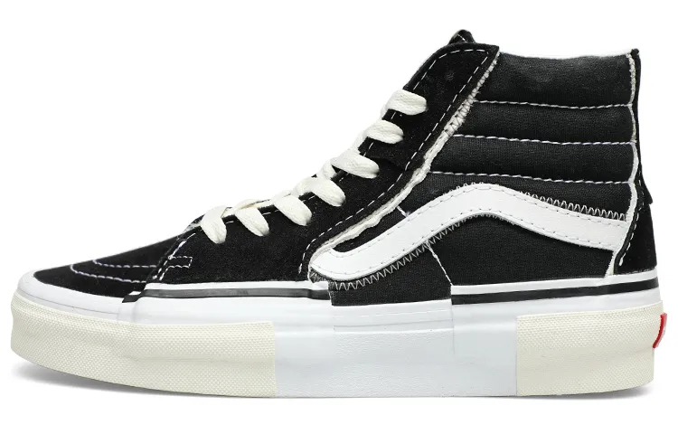 Vans SK8 HI RECONSTRUCT Cushioning Abrasion Resistant High top Skateboard Shoes Unisex Black White