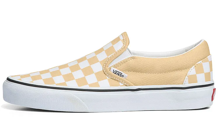 Vans CLASSIC SLIP on Abrasion Resistant Lightweight Low top Skateboard Shoes Unisex Yellow White