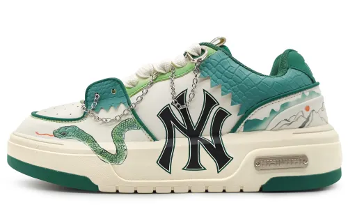 MLB Chunky Liner Pu Slip Resistant Cushioning Abrasion Resistant Low top Skateboard Shoes Unisex Turquoise