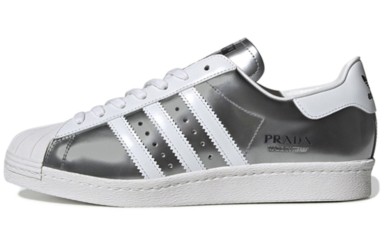 Кроссовки Prada x adidas originals SUPERSTAR (бело-серебристые)