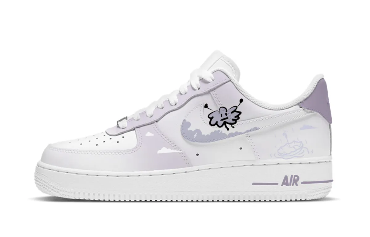 Nike Air Force 1 Purple Umbrella Slip Resistant Abrasion Resistant Low top Skateboard Shoes Women's Purple White