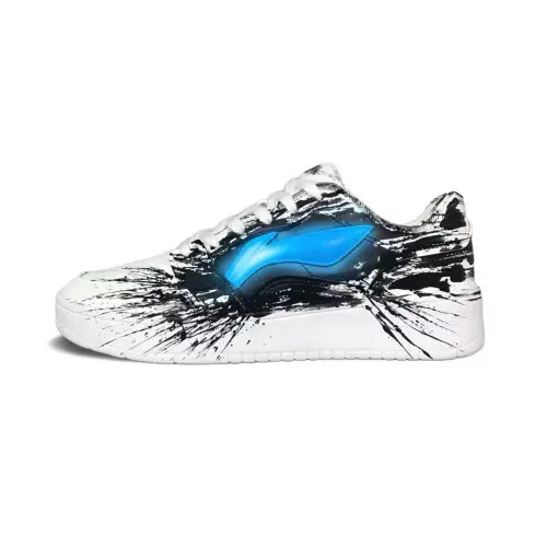 Li Ning Slip Resistant Cushioning Abrasion Resistant Low top Skateboard Shoes Men's White Black Blue