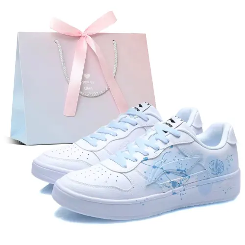 Li Ning Floating Boat Cushioning Abrasion Resistant Low top Skateboard Shoes Men's White