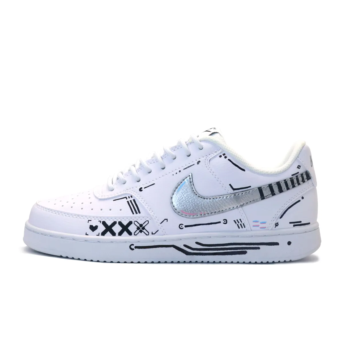 Nike Court Vision 1 Leather Lightweight And Breathable Low top Skateboard Shoes Men's Black White