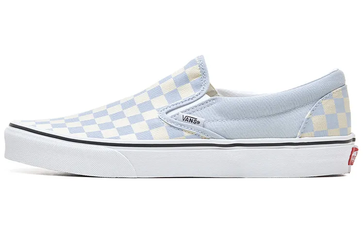 Vans Slip on Classics Low top Skateboard Shoes Unisex Light Blue White