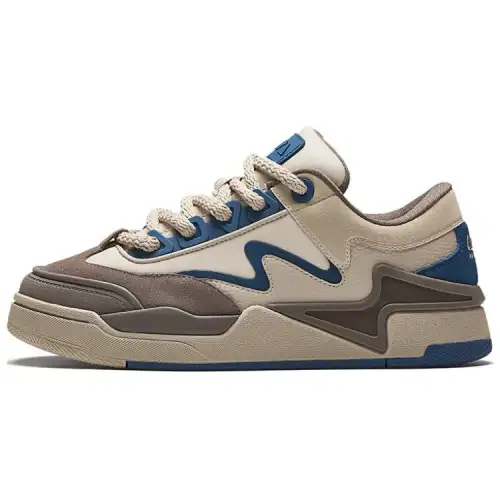 Anta Jie S Slip Resistant Cushioning Abrasion Resistant Low top Skateboard Shoes Men's Beige Brown Blue