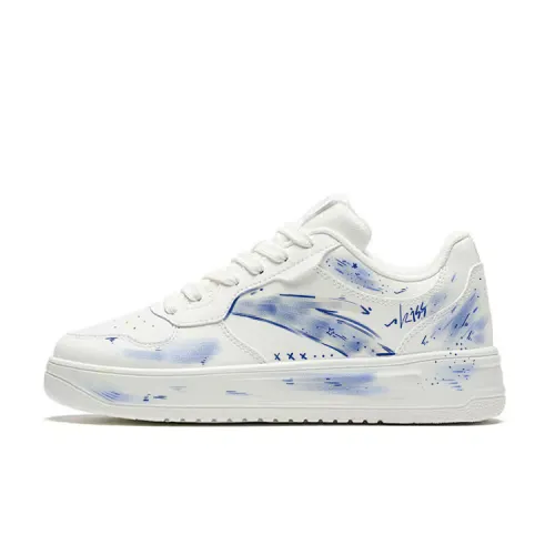 Anta Life Collection Slip Resistant Abrasion Resistant Low top Skateboard Shoes Unisex White Blue