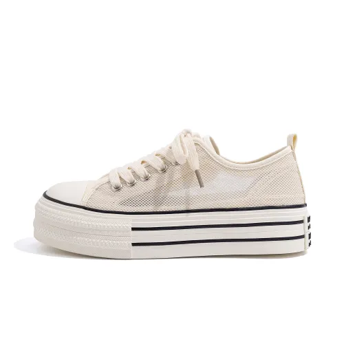 HUANQIU Height Increasing Low top Skateboard Shoes Women's Beige