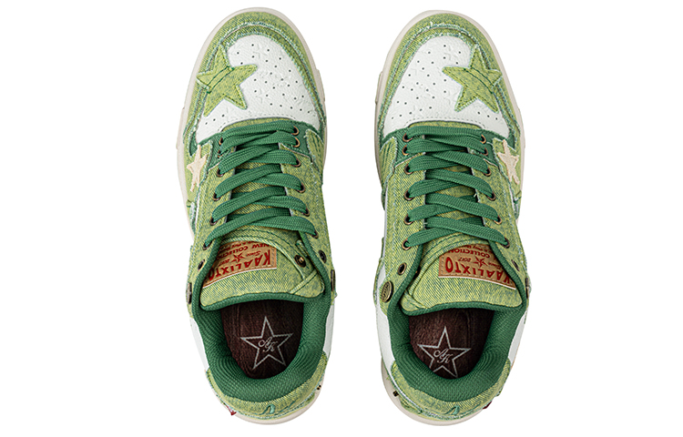 KAALIXTO Green Jeans 'Avocado' Stars Shoes Abrasion Resistant Mid top Skateboard Shoes Unisex Avocado Green
