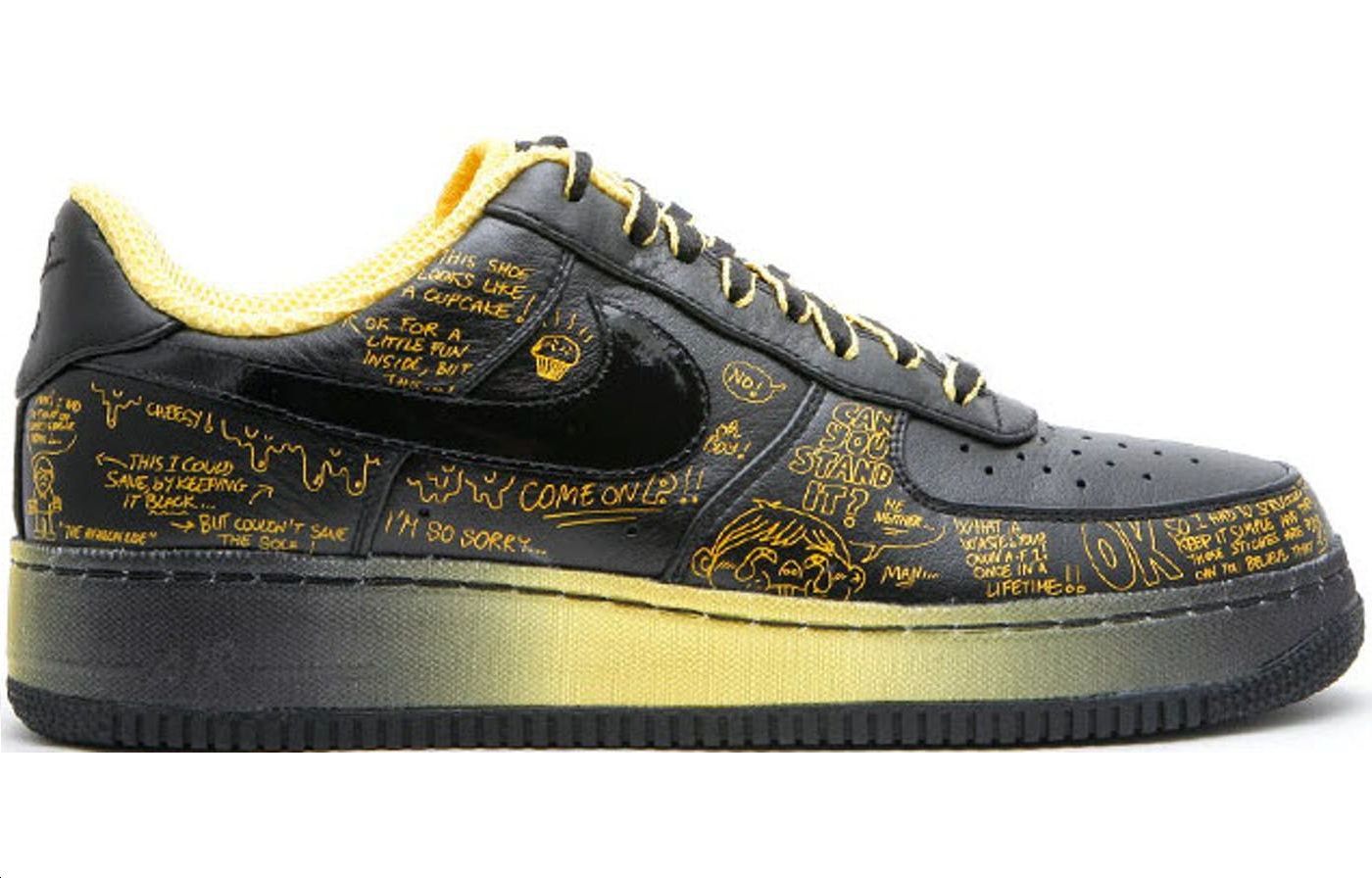 Мужские кеды Nike Air Force 1 (черно-желтые) — 黑/黑/玉米 — фото 2
