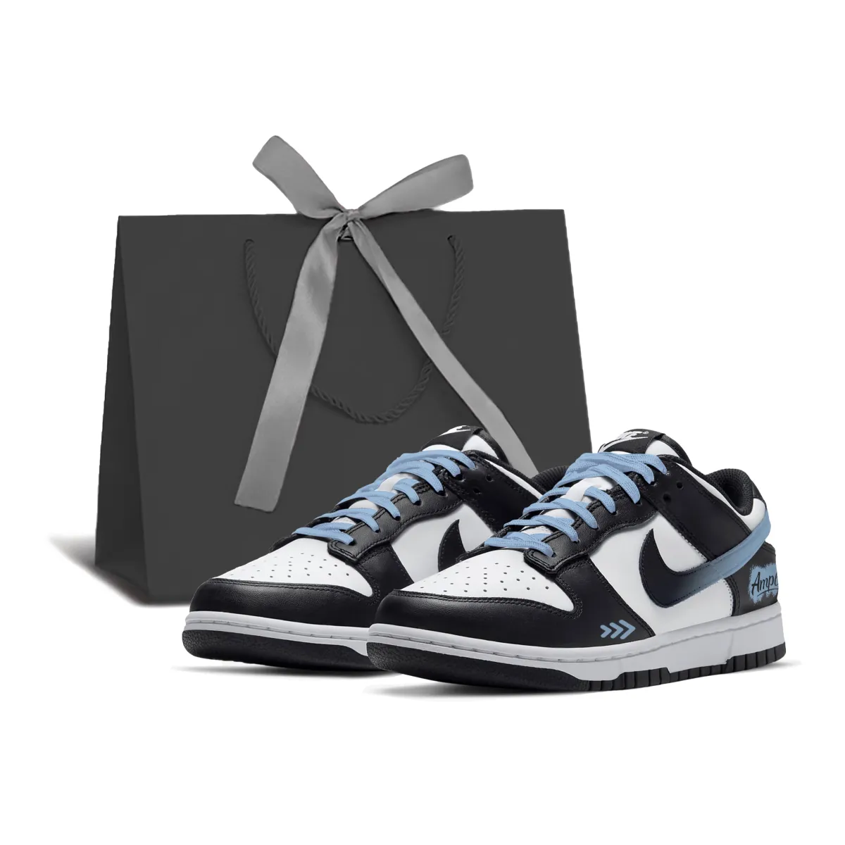 Nike Dunk Gradient Panda Abrasion Resistant Low top Skateboard Shoes Unisex Black Blue