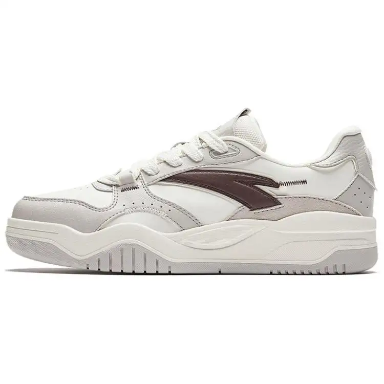 Anta Slip Resistant Abrasion Resistant Slip Resistant Abrasion Resistant Low top Skateboard Shoes Men's Beige Brown
