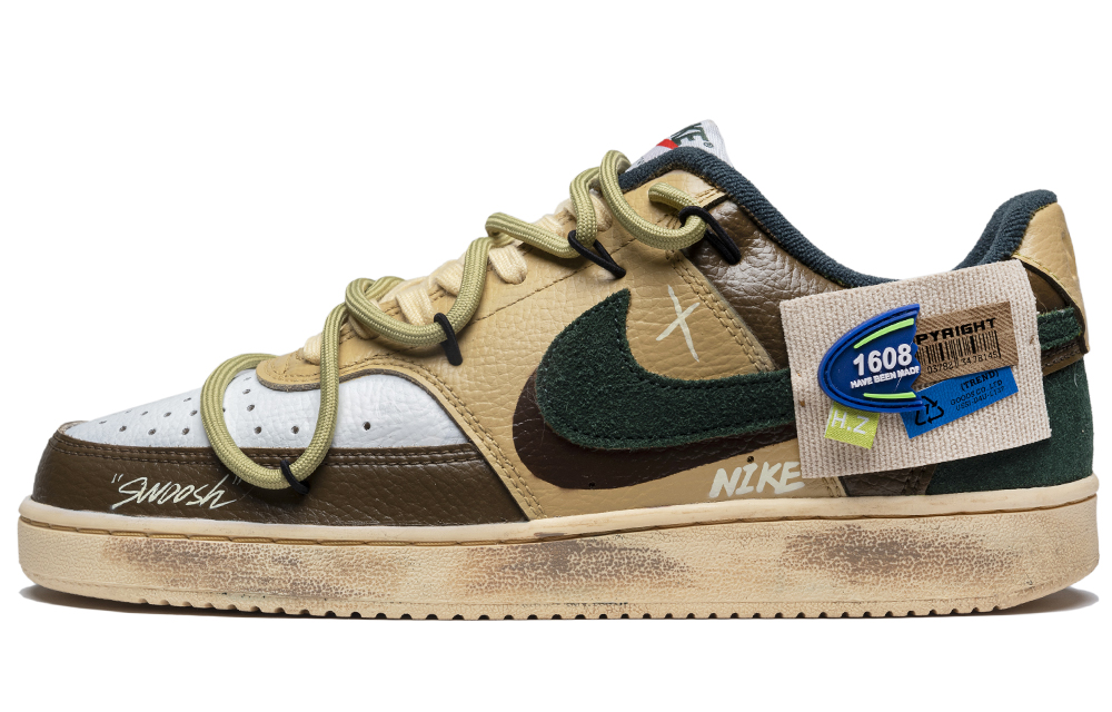 Nike Court Vision 1 Slip Resistant Abrasion Resistant Low top Skateboard Shoes Unisex Mocha Green