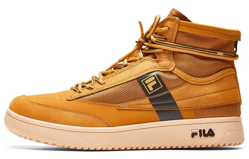 FILA FUSION Textile, Synthetic Leather Lace Up Cushioning, Wear Resistant Mid top Skateboard Shoes Men's