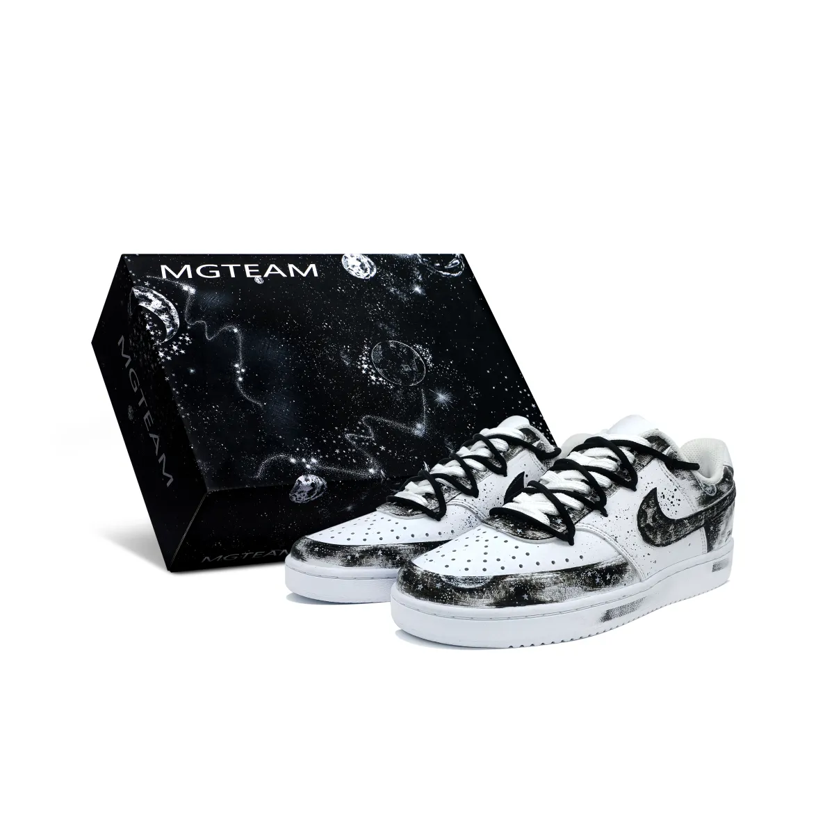 Nike Court Vision 1 Leather Abrasion Resistant Low top Skateboard Shoes Men's Black White