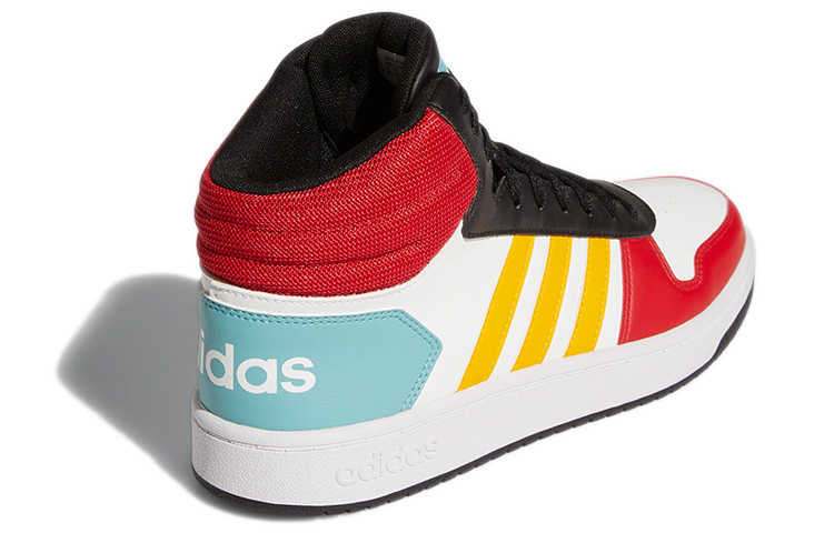 Мужские кроссовки adidas neo Hoops 2.0 (белый / черный / красный / желтый) — Белый / чёрный / красный / жёлтый — фото 5