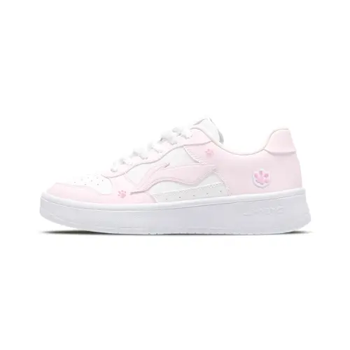 Li Ning Floating Boat Slip Resistant Cushioning Abrasion Resistant Low top Skateboard Shoes Women's White Pink