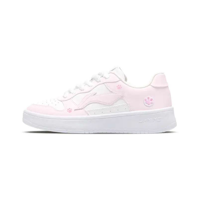 Li Ning Floating Boat Slip Resistant Cushioning Abrasion Resistant Low top Skateboard Shoes Women's White Pink