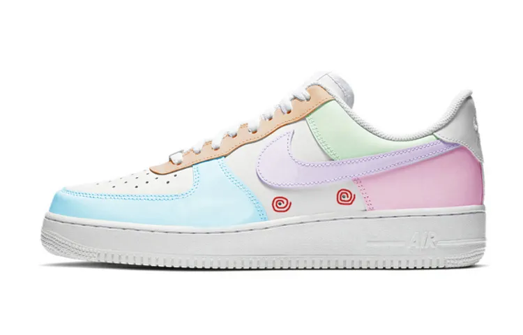 Nike Air Force 1 Slip Resistant Abrasion Resistant Low top Skateboard Shoes Men's White Green Pink