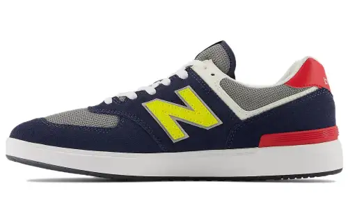 New Balance NB 574 Textile, Leather Low top Skateboard Shoes Men's Blue Yellow Red