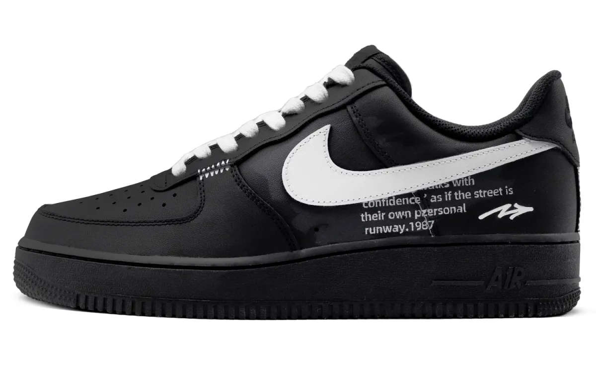 Nike Air Force 1 07 Triple Black, Tour Non Slip And Waterproof Abrasion Resistant Low top Skateboard Shoes Unisex