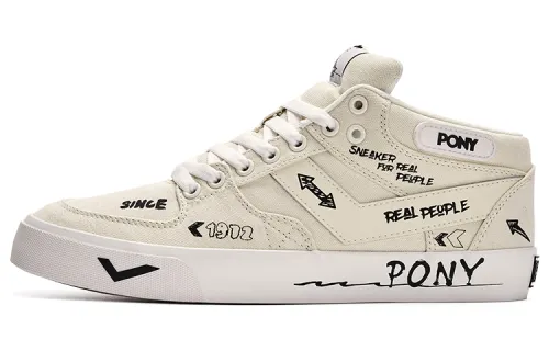 Pony Atop Breathable Low top Skateboard Shoes Unisex Ecru