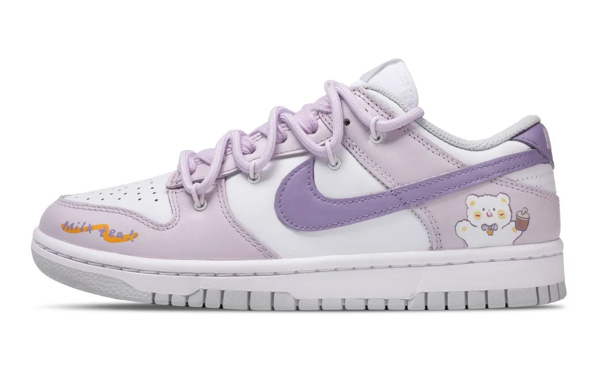 Nike Dunk Soft And Adorable Lavender Slip Resistant Abrasion Resistant Low top Skateboard Shoes Women's Purple White