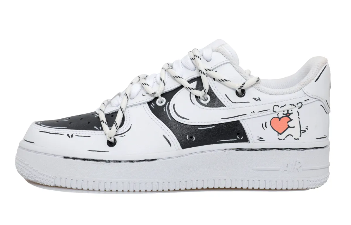 Nike Air Force 1 Maltese Slip Resistant Abrasion Resistant Low top Skateboard Shoes Unisex Black White