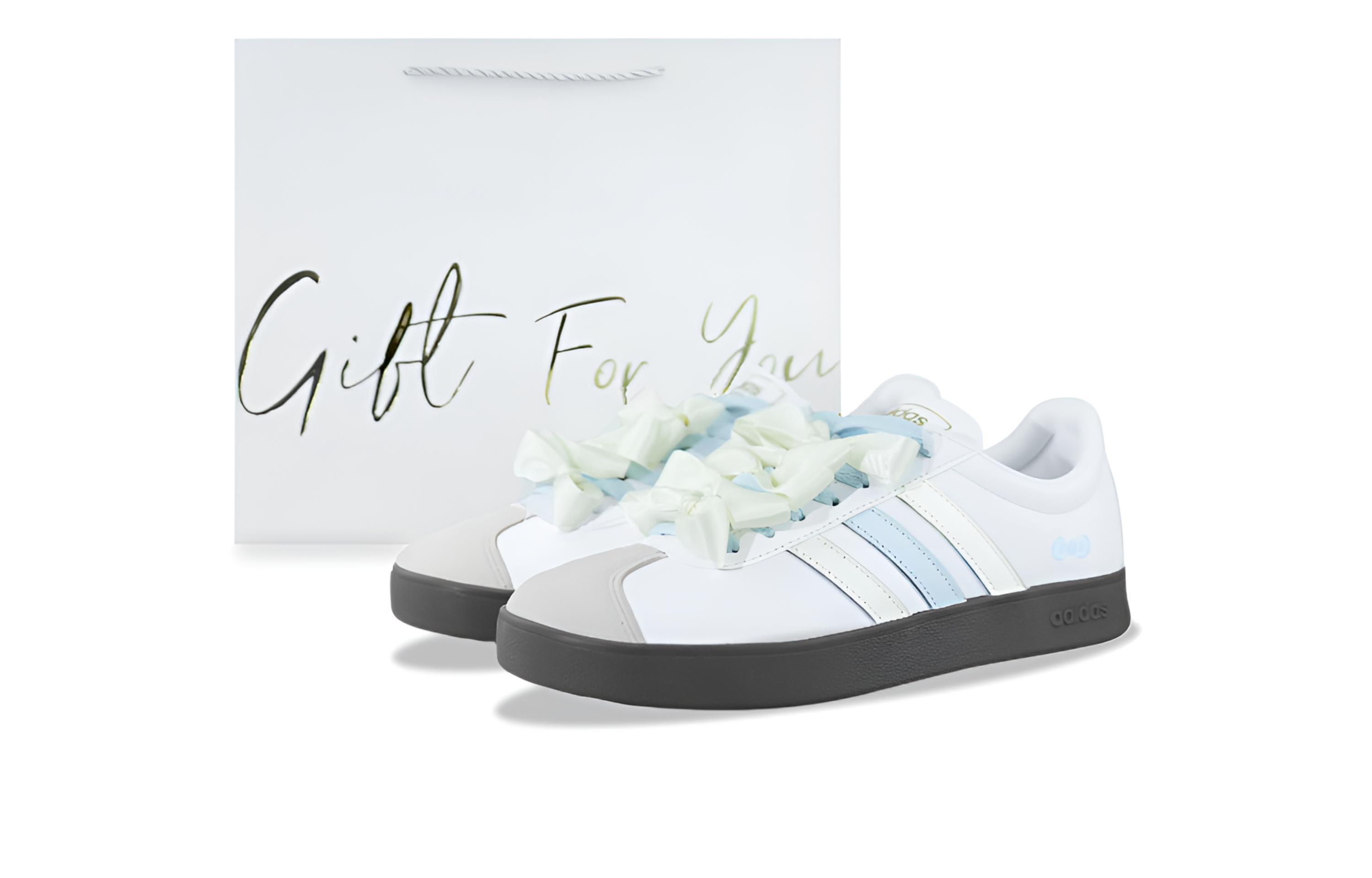 Adidas VL COURT 2.0 Lightweight Low top Skateboard Shoes Unisex Beige Blue
