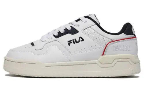FILA Targa Leather Platform Low top Skateboard Shoes Unisex White Black Korean Style