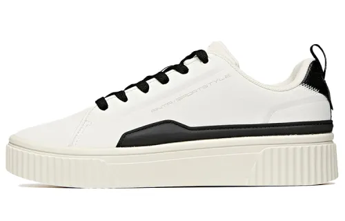 ANTA Skateboard Shoes Women's Low Top Ivory White/Black