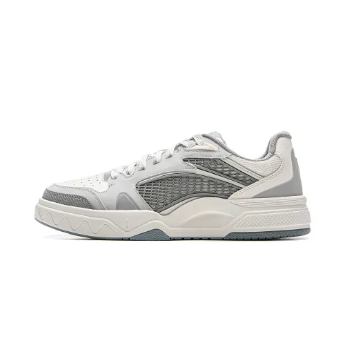 Li Ning Wave LITE Classic And Versatile Slip Resistant Low top Skateboard Shoes Unisex White Gray