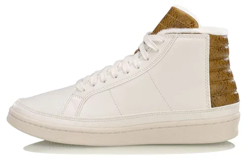 Li Ning Skateboard Shoes Women's High Top Ecru