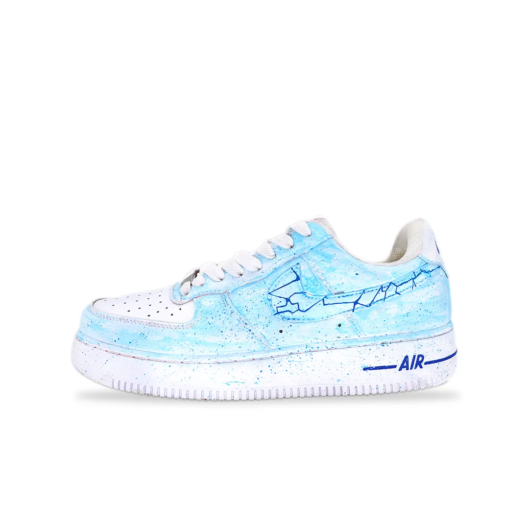 Nike Air Force 1 Blue Thunderstorm Abrasion Resistant Low top Skateboard Shoes Men's White Blue