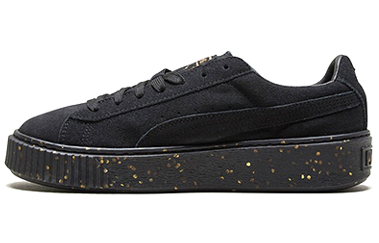 PUMA Suede Platform Black/Gold Board Shoes Women's