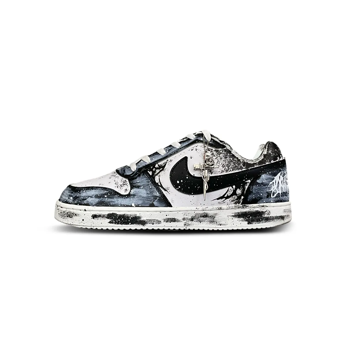 Nike EBERNON Abrasion Resistant Low top Skateboard Shoes Men's Black White