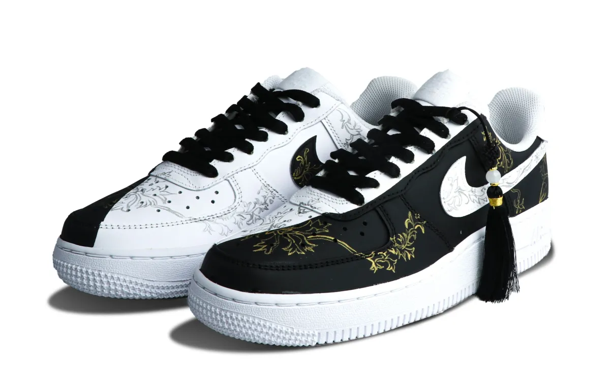 Nike Air Force 1 Slip Resistant Cushioning Low top Skateboard Shoes Men's Black White