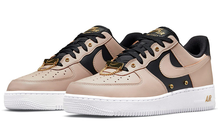Мужские кроссовки Nike Air Force 1 07 prm "touch of gold" (розовый / черный) — Розовый / чёрный — фото 3