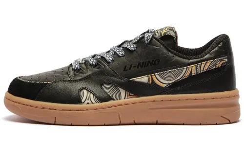 Li Ning Deluxe Low Leather Slip Resistant, Abrasion Resistant, Lightweight Low top Skateboard Shoes Women's Black