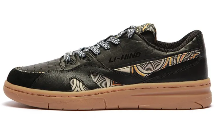 Li Ning Deluxe Low Leather Slip Resistant, Abrasion Resistant, Lightweight Low top Skateboard Shoes Women's Black