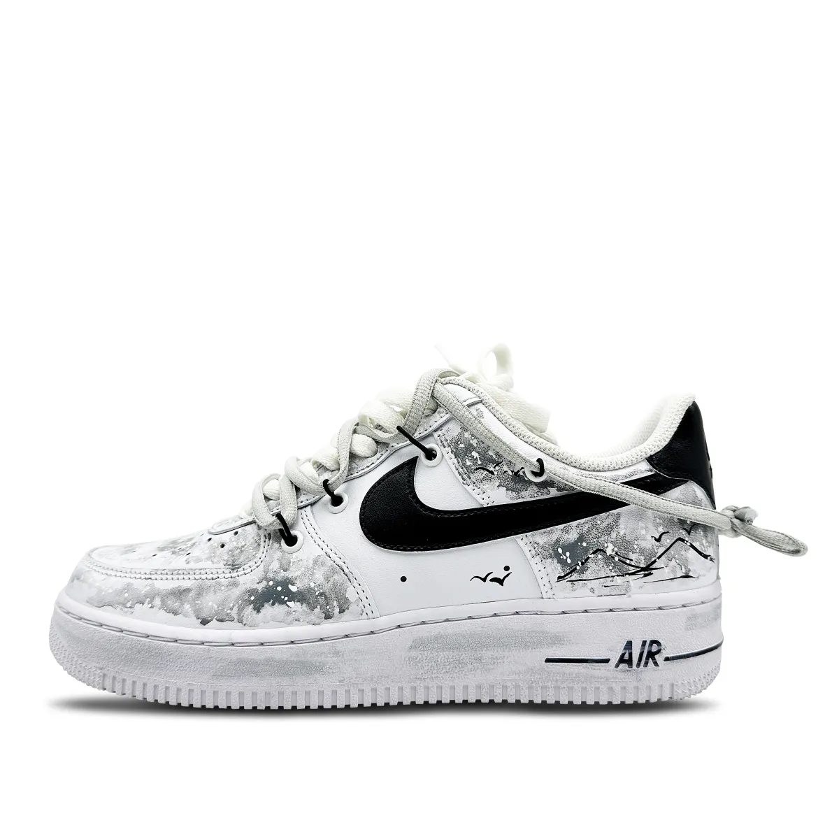 Nike Air Force Low top Skateboard Shoes Men's Black White Gray