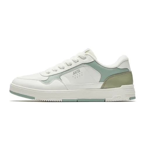 Anta Slip Resistant Abrasion Resistant Low top Skateboard Shoes Women's White Green