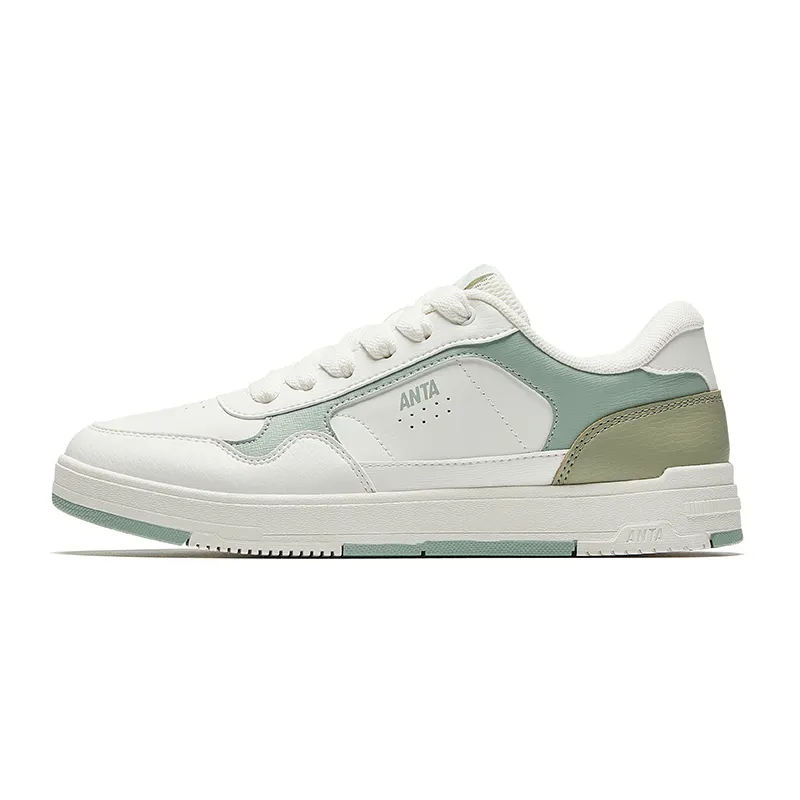 Anta Slip Resistant Abrasion Resistant Low top Skateboard Shoes Women's White Green